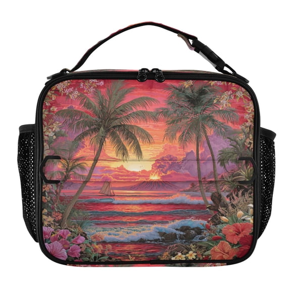 Wobogo Volcanic Island Lunch Bag Insulated Portable Cooler Tote Bag for for Adults Kids Work Office School Picnic Beach