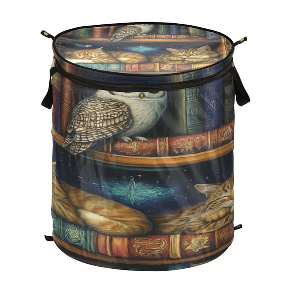 Wobogo Warm Bookcase Foldable Laundry Baskets with Carry Handle Zipper Closure Travel Bathroom College Dorm Essentials