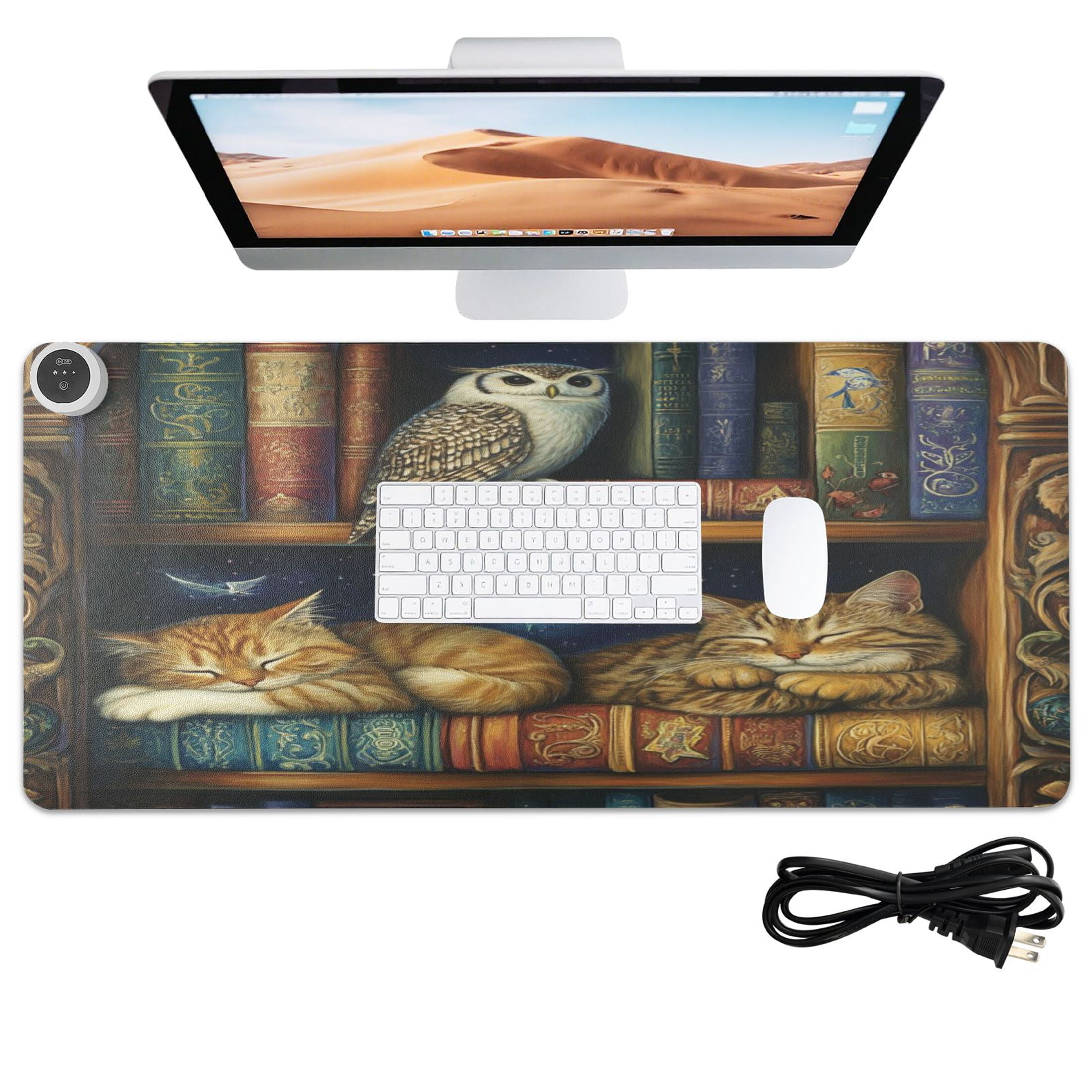 Wobogo Warm Bookcase Heated Mouse Pad Extra-Large Desk Mat With 3 Heating Levels and 3-hour Auto Shut-Off Protection Ideal for Computer Keyboards Home Office Hand-warming Essential 31.5in × 13in