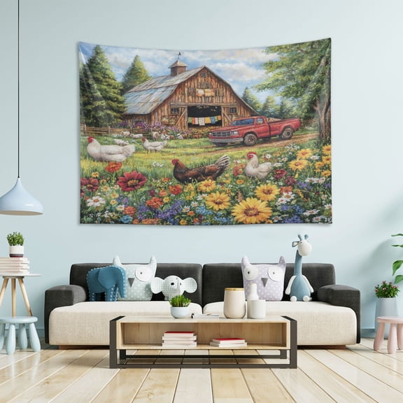 Wobogo Warm Farm Tapestry 60×40in Home Living Room Bedroom Wall Hanging Ornaments