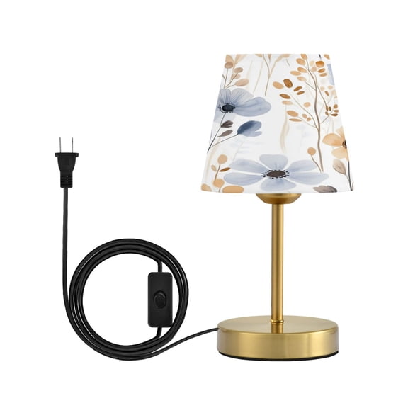 Wobogo Watercolor Wildflowers Table Lamps Three-channel Adjustable Lighted Antique Brass Metal Base Simple Modern Style for Bedroom Nightstands Living Room and Office
