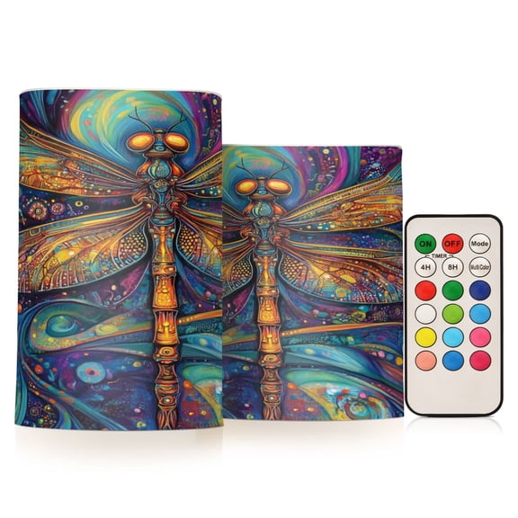 Wobogo Weird Style Dragonfly Combo Flameless Flickering Candle Light with Remote Control and Timer for Romantic Atmosphere