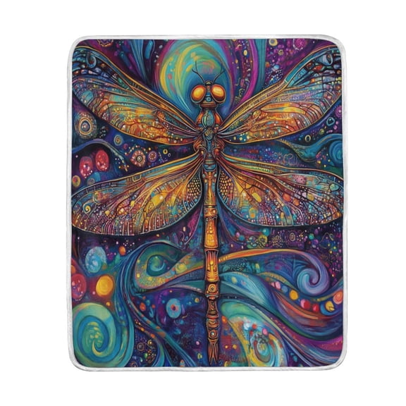 Wobogo Weird Style Dragonfly Flannel Fleece Bed Blanket as Bedspread Coverlet Sofa blankets (80x60in) Soft Lightweight Warm and Cozy