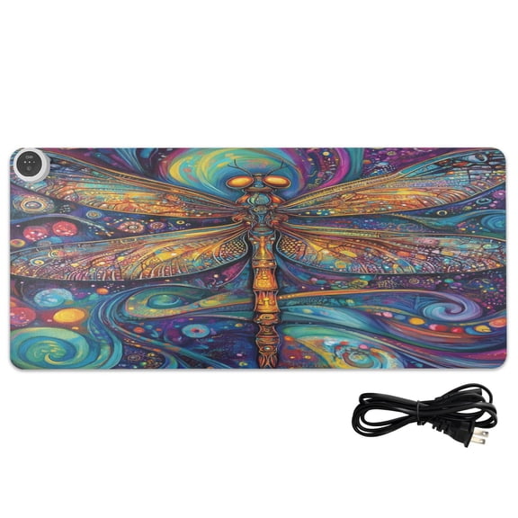 Wobogo Weird Style Dragonfly Heated Mouse Pad With 3 Heating Levels and 3-hour Auto Shut-Off Protection Ideal for Computer Keyboards Home Office Hand-warming Essential