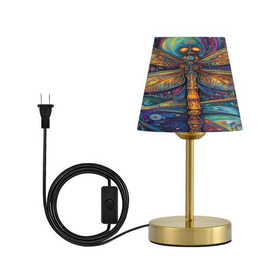 Wobogo Weird Style Dragonfly Table Lamps Three-channel Adjustable Lighted Antique Brass Metal Base Simple Modern Style for Bedroom Nightstands Living Room and Office