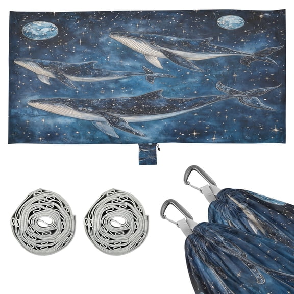 Wobogo Whale Stars Camping Hammocks 330 lb Capacity with Tree Straps and Hanging Pockets for Outside Hiking Beach Backpack Travel