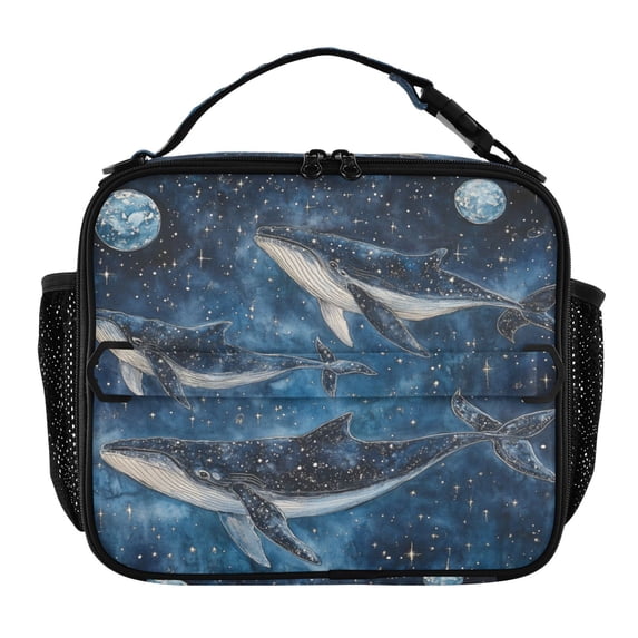 Wobogo Whale Stars Lunch Bag Insulated Portable Cooler Tote Bag for for Adults Kids Work Office School Picnic Beach