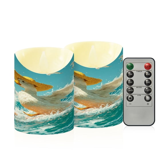 Wobogo White Duck Flameless Candles with Remote Battery Operated Flickering LED Candles with Timer 2/4/6/8H Small Size