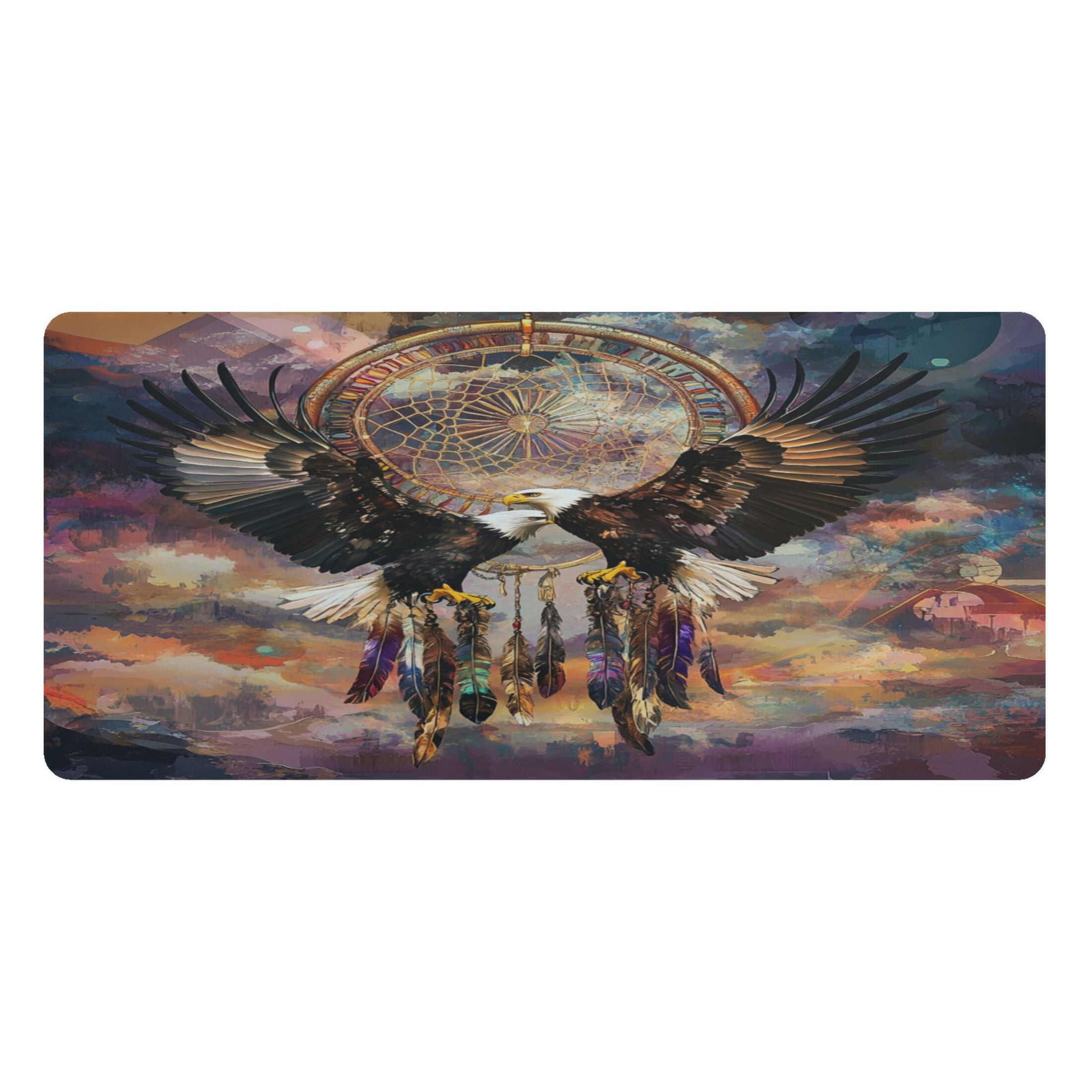 Wobogo White Eagles Soaring Gaming Mouse Pad Non-slip Leather Desk Mat Water Resist Keyboard Pad for Gamer Office 23.6×47.2in