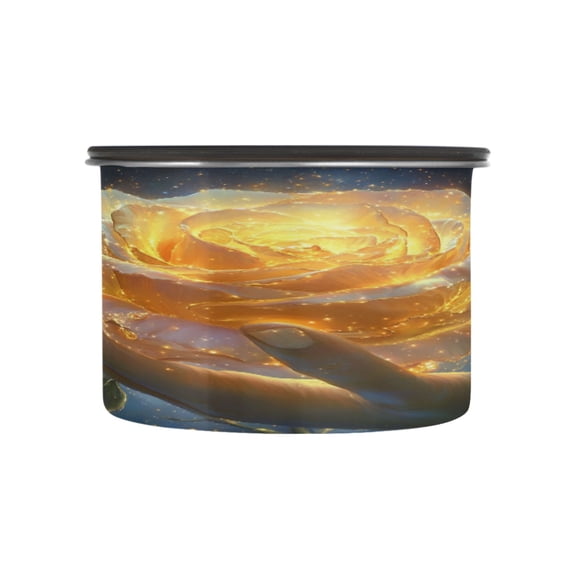 Wobogo White Gold Rose Food Storage Jars 304 Food Grade Stainless Steel Canisters With Vacuum Airtight Lids for Coffee Snacks Nuts Cereal 500ML