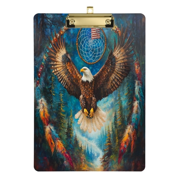 Wobogo White Headed Sea Eagle Acrylic A4 Clipboards Gold Clip Stardard Size 9×12.5in Office Decorative for Students Workers