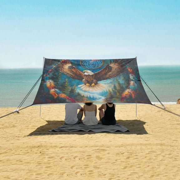 Wobogo White Headed Sea Eagle Beach Tent Camping Sun Shelter 110 x 125in UPF50+ Outdoor Shade for Trips Fishing Picnics