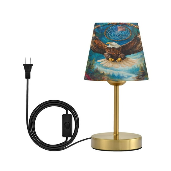 Wobogo White Headed Sea Eagle Table Lamps Three-channel Adjustable Lighted Antique Brass Metal Base Simple Modern Style for Bedroom Nightstands Living Room and Office