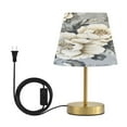 thumbnail image 1 of Wobogo White Peony Pattern Table Lamps Three-channel Adjustable Lighted Antique Brass Metal Base Simple Modern Style for Bedroom Nightstands Living Room and Office, 1 of 8