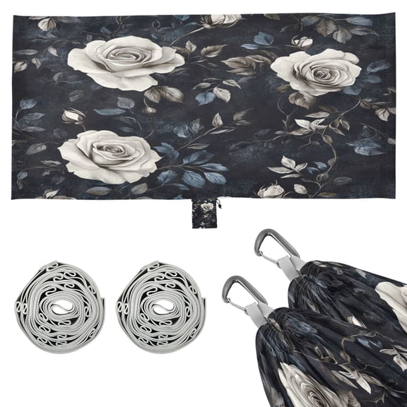 Wobogo White Rose Camping Hammocks 330 lb Capacity with Tree Straps and Hanging Pockets for Outside Hiking Beach Backpack Travel