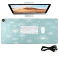 thumbnail image 1 of Wobogo White Snowflakes Heated Mouse Pad Extra-Large Desk Mat With 3 Heating Levels and 3-hour Auto Shut-Off Protection Ideal for Computer Keyboards Home Office Hand-warming Essential 31.5in × 13in, 1 of 9