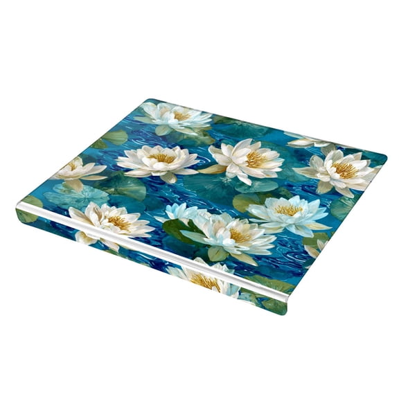 Wobogo White Water Lilies Float Acrylic Cutting Board with Counter Lip 16.5"x13.4 Perfect for Bread Meat Veggies & More Great Kitchen Essential Gadgets & Decor