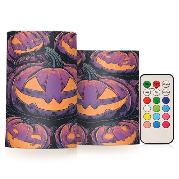 Wobogo Wicked Pumpkin Combo Flameless Flickering Candle Light with Remote Control and Timer for Romantic Atmosphere