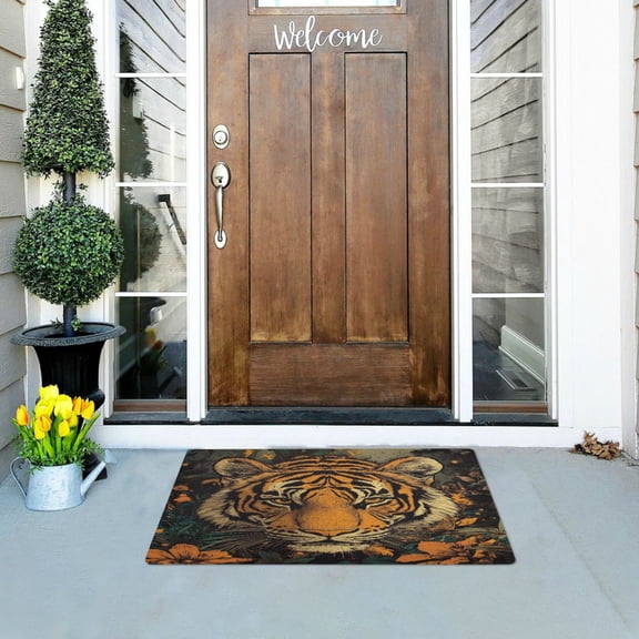 Wobogo Wildflower Tiger Pattern Highly Absorbent Polyester Doormat Anti-slip Anti-fouling Indoor Outdoor Entrance Welcome Mat 3220in.