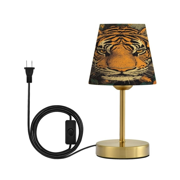 Wobogo Wildflower Tiger Pattern Table Lamps Three-channel Adjustable Lighted Antique Brass Metal Base Simple Modern Style for Bedroom Nightstands Living Room and Office