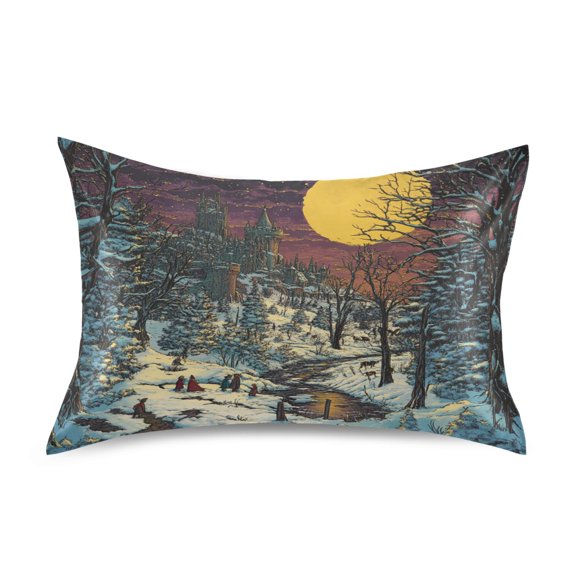 Wobogo Winter Evening Sunset Satin Pillowcase Soft Smooth Envelope Design Comfortable Bedding Essentials 20×26in