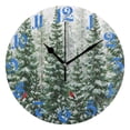 thumbnail image 1 of Wobogo Winter Green Pine Tree Wall Clock 10in Silent Mechanism Battery Operated Retro Style for Living Room Bedroom and Kitchen Black Pointer, 1 of 10