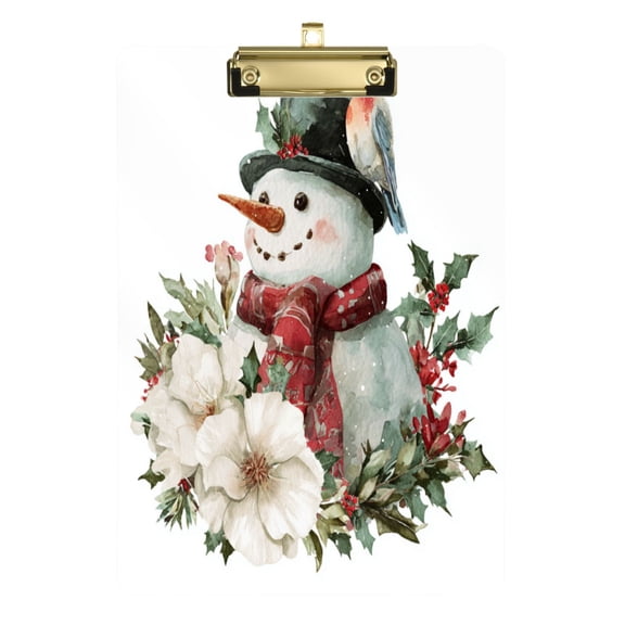 Wobogo Winter Snowman Acrylic Writing Pad Gold Clip Stardard Size A4 Office Decorative for Students Workers 12.5×9in