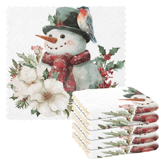 Wobogo Winter Snowman Kitchen Towels 6pcs Ultra Soft Highly Absorbent Quick Drying Dish Cloths 1111inch