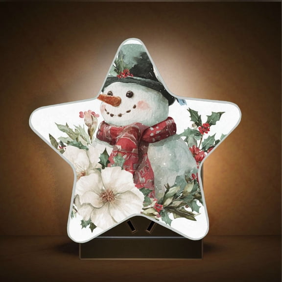 Wobogo Winter Snowman LED Star Night Light 0.2 Watt Wall Plug Dusk to Dawn Auto Switch Adjustable Brightness Soft White Light