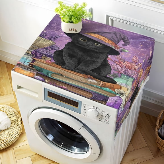 Wobogo Witch Cat Washing Machine Cloth Dryer Refrigerator Top Cover Protective Non-Slip Mat For Kitchen Laundry