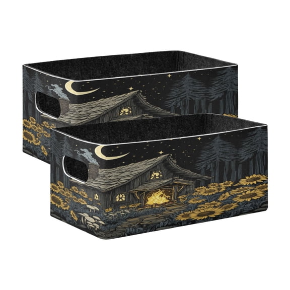 Wobogo Witch Hut Decorative Folding Storage Basket Set of 2 for Desktop Bedroom Living Room Dressing Table