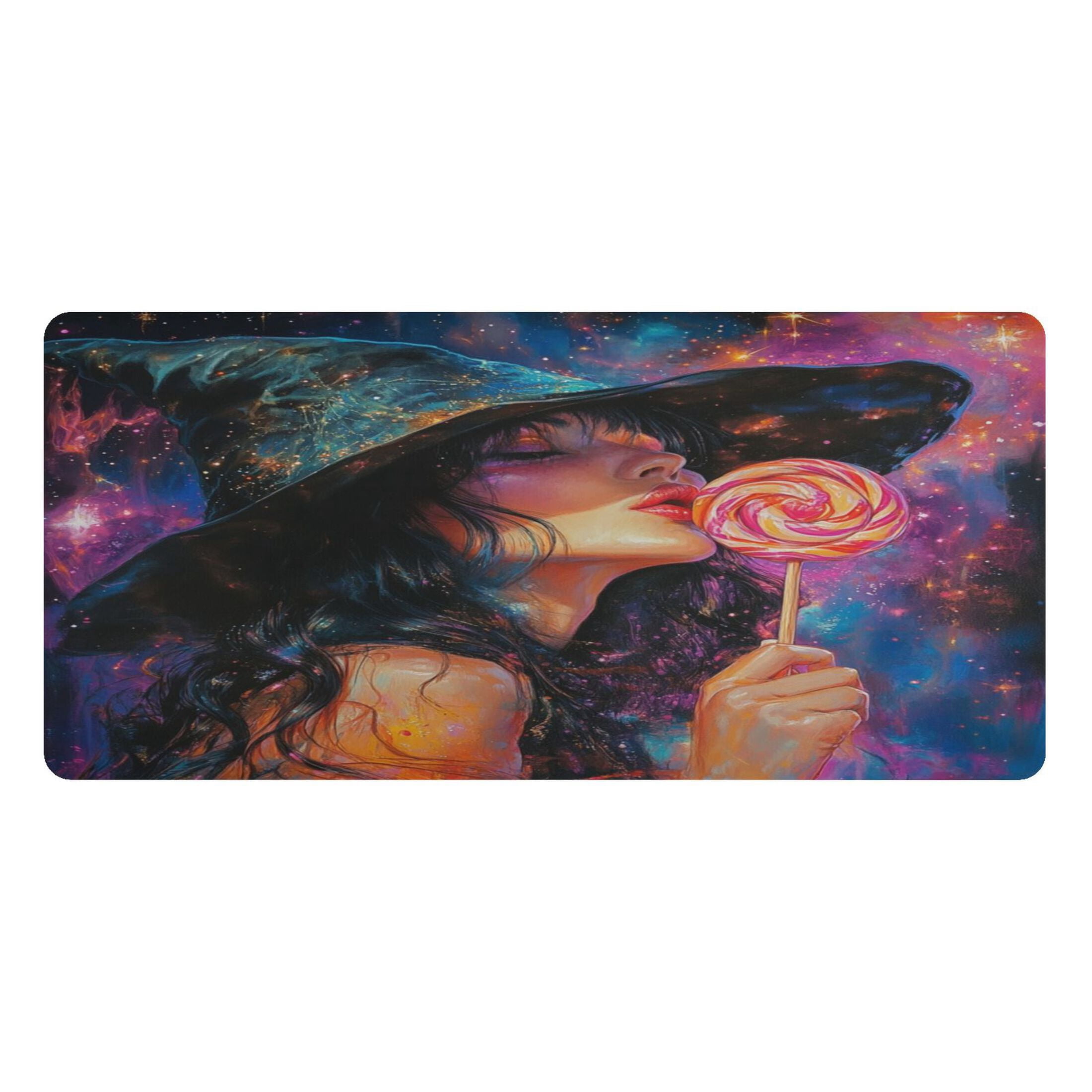 Wobogo Witch Lollipop Gaming Mouse Pad Non-slip Leather Desk Mat Water Resist Keyboard Pad for Gamer Office 16.5×35.4in