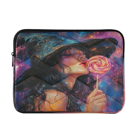 Wobogo Witch Lollipop Laptop Sleeve 13.4 inch Lightweight Zipper Design Soft Padded Protection Against Scratches and Impacts