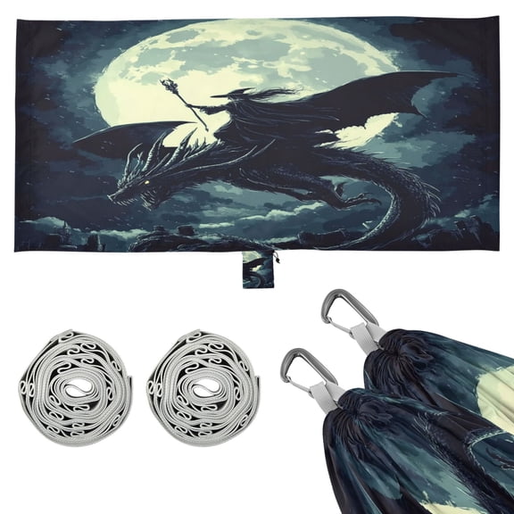 Wobogo Witch and Black Dragon Camping Hammocks 330 lb Capacity with Tree Straps and Hanging Pockets for Outside Hiking Beach Backpack Travel