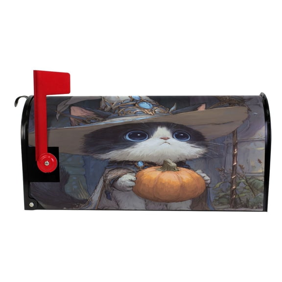 Wobogo Wizard Kitten Mailbox Cover Magnetic for Garden Yard Home Decor Standard Size 20.7x18.03in