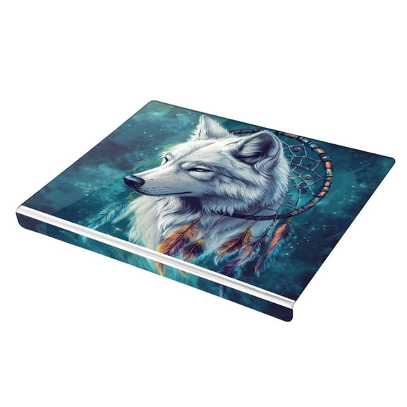 Wobogo Wolf King Dreamcatcher Acrylic Cutting Board with Counter Lip 16.5"x13.4 Perfect for Bread Meat Veggies & More Great Kitchen Essential Gadgets & Decor
