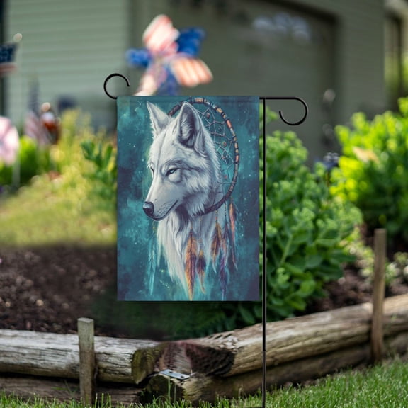 Wobogo Wolf King Dreamcatcher Garden Flag 12×18 Inch Double Sided For Outdoor Yard Decoration