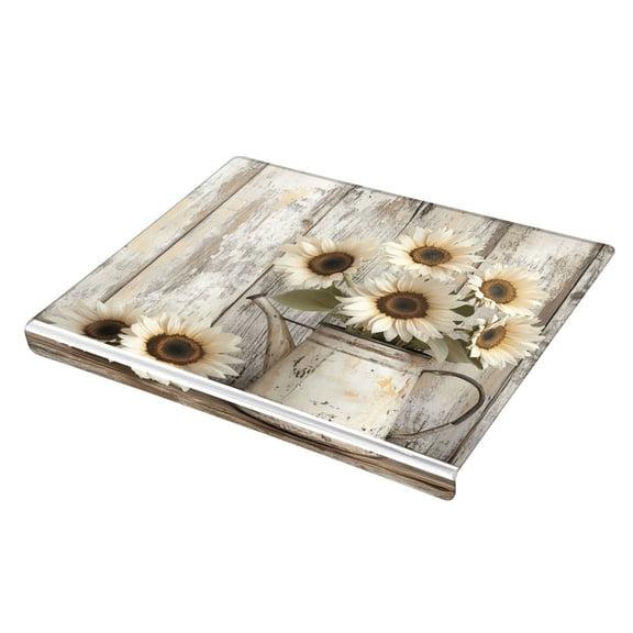 Wobogo Wooden White Sunflower Acrylic Cutting Board with Counter Lip 16.5"x13.4 Perfect for Bread Meat Veggies & More Great Kitchen Essential Gadgets & Decor
