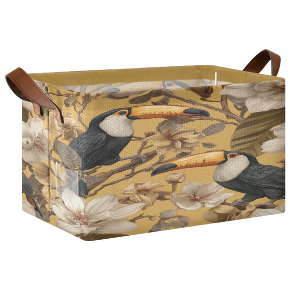 WobogoToucan Orchid Storage Basket 16.9×11.4×10in Collapsible Oversized with Metal Iron Frame