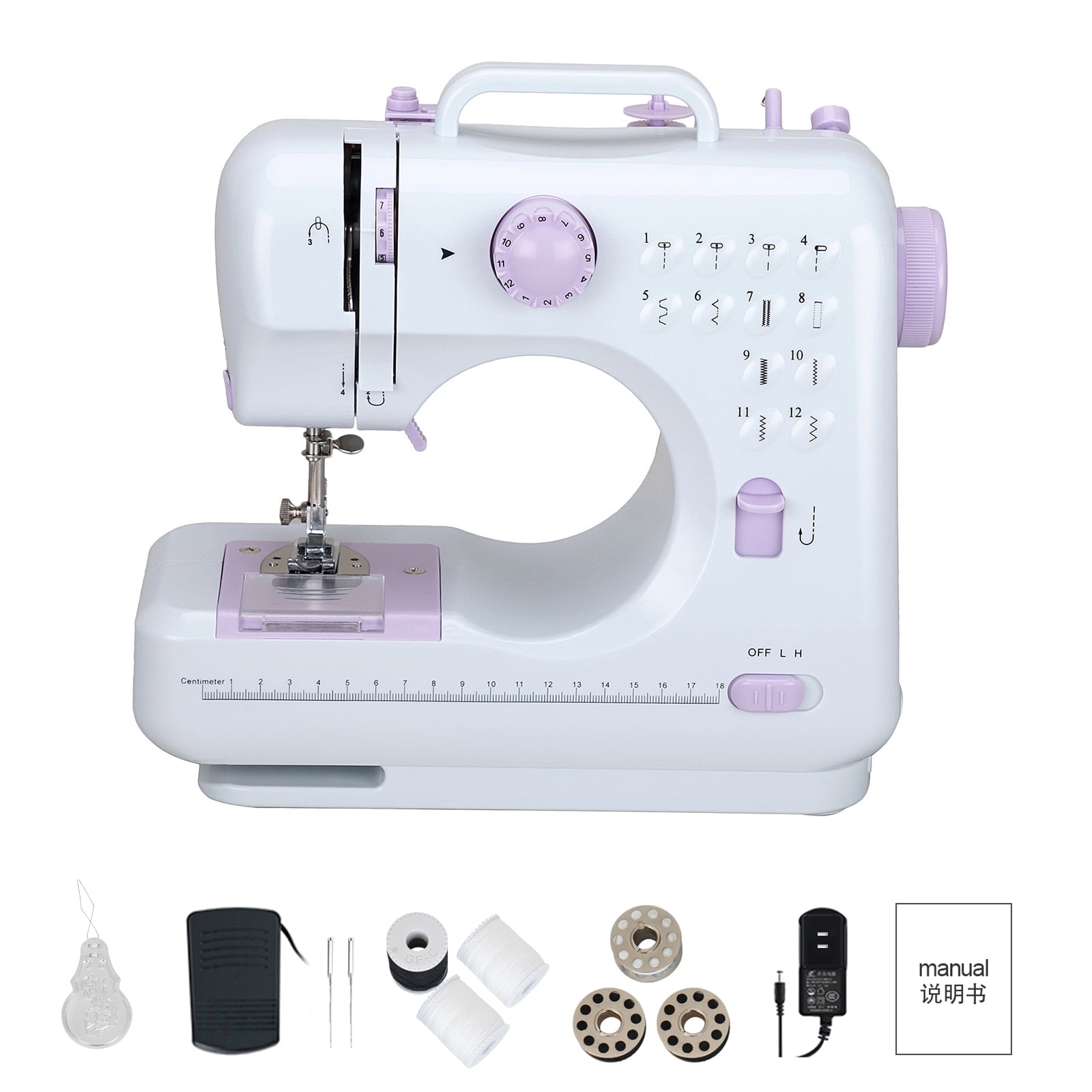 HJWTCQL Mini Sewing Machine for Beginners,Kids Sewing Machines,Small Sewing  Machines with 12 Built-in Stitches and Reverse Sewing,Portable Sewing