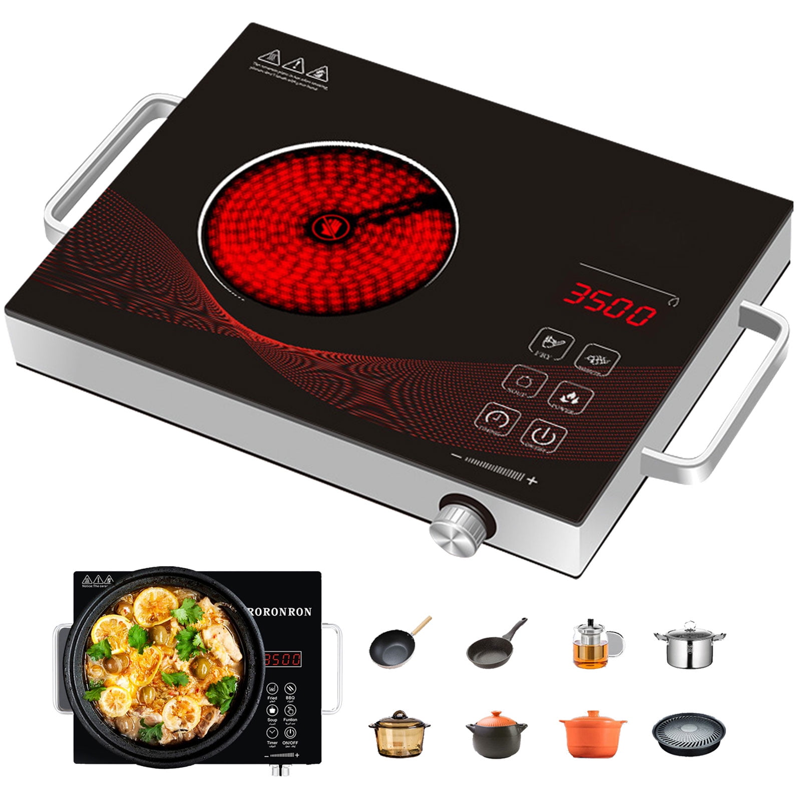 Wobythan 2200W Portable Electric Ceramic Stove, Infrared Induction