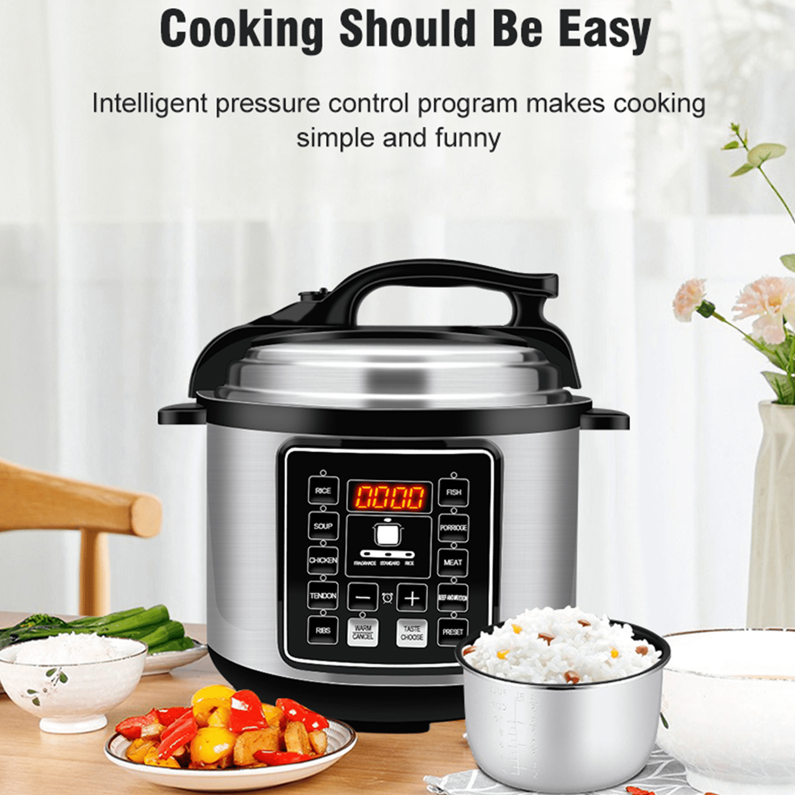 Rice Cooker Inner Pot: Inner Cooking Pot 4L Cooking Pot Liner Stainless  Steel Rice Container Replacement for Electric Rice Maker Pressure Cooker