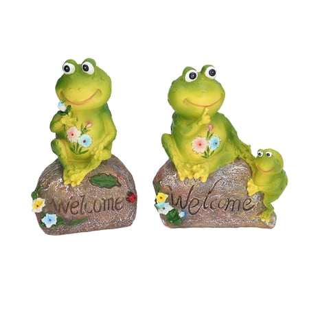 Wobythan Cute Frog Statue Garden Sculpture Exquisite Resin Desktop Ornament for Outdoor Decoration