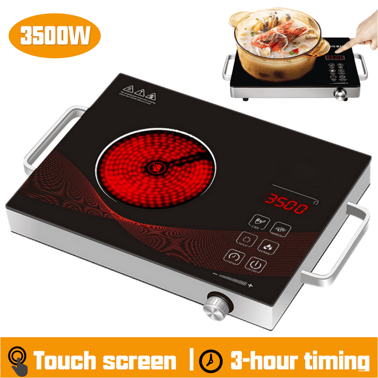 Wobythan Electric Hot Plate Infrared Induction Cooktop Stove 3500W Burner Ceramic Glass for Cooking, Size: 42.5*30*6.5cm, Black