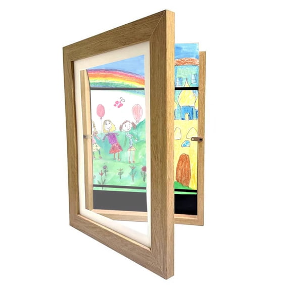 Wobythan Kids Art Frames, 15x11in Front Opening Kids Artwork Frames Changeable, Artwork Display Storage Frames for Drawing, Artwork, Art Projects, Khaki