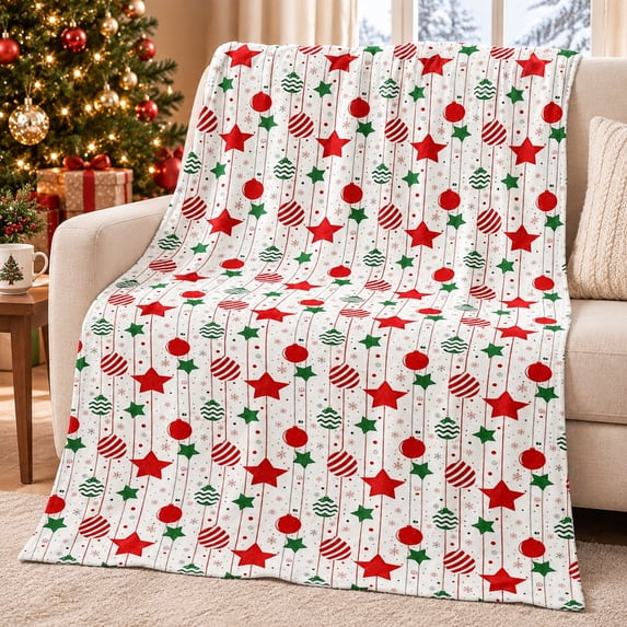 Wodellrrea Christmas Throw Blanket, Red Green Holiday Icons, Soft ...