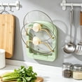 thumbnail image 1 of Wodellrrea Punch-Free Wall Hanging Pot Lid Rack, Durable Plastic Kitchen Storage Holder for Cutting Board, Mint Green Space-Saving Organizer, 1 of 6