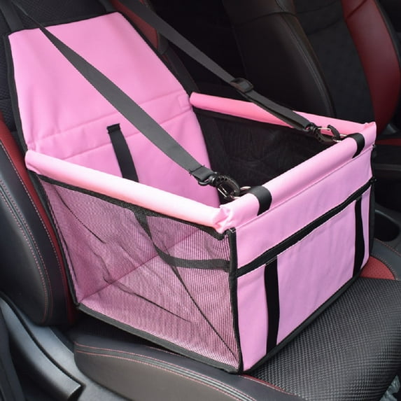 Wodondog Pet Car Seat Booster for Dogs Travel Car Carrier Basket with Clip-on Safety Leash Dog Car Seat Pink