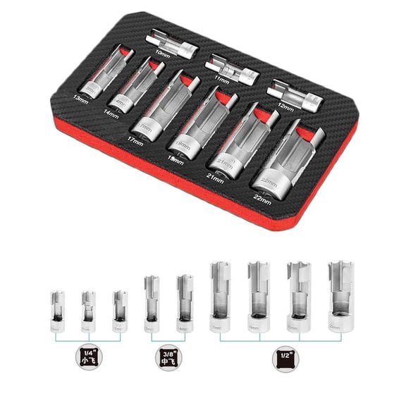 Wodtesl 10-22mm 1/4 3/8 1/2 Diesel Injector Fuel Line Socket Wrench Set Union Nut Socket For The Loosening Of ABS Master Cylinder Pipe
