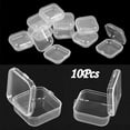 thumbnail image 1 of Wodtesl 10 pcs Mini Transparent Plastic Storage Boxes for Jewelry Trinkets Display Organizer 1.18x1.18x0.59 inch Small Container for Earrings Hooks Rubber Bands, 1 of 8